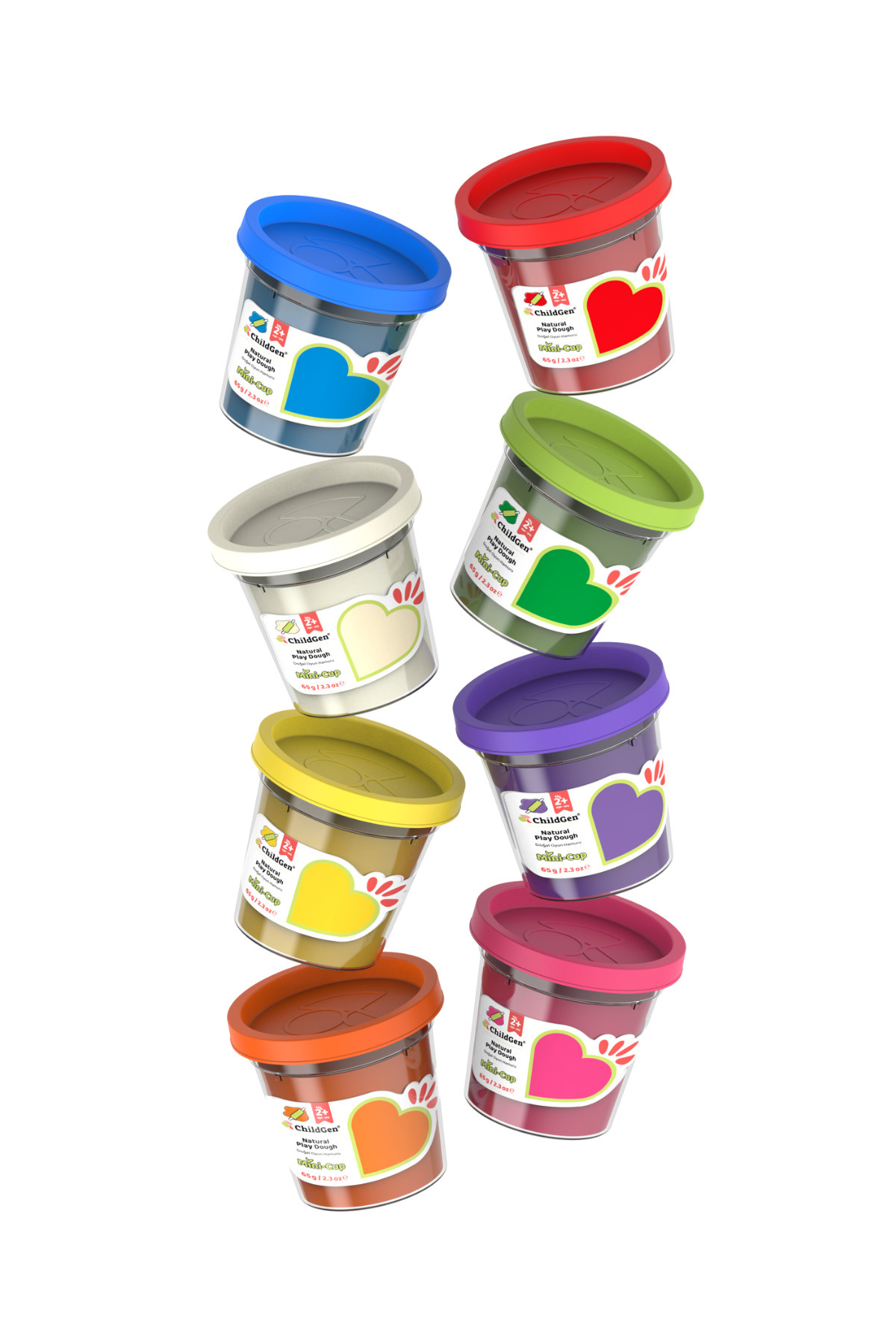 ChildGen Doğal Oyun Hamuru - Mini-Cup- 8'li Set (8x65gr) - Görsel 3