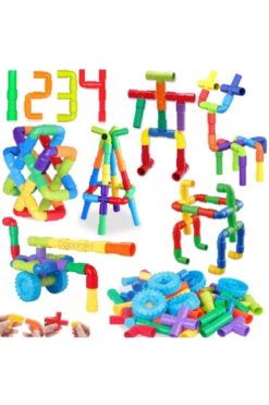 Depomiks Avm Tekerlekli Boru Lego Yapı Blokları 72 Parça El-göz Koordinasyon Eğitici Oyuncak