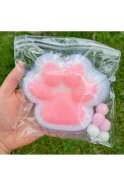 QUEVİLİY 10 CM Kedi Patisi-taba Sukuşi - Squishy Pati- Tüylü Pati - Stres Oyuncak (PEMBE)