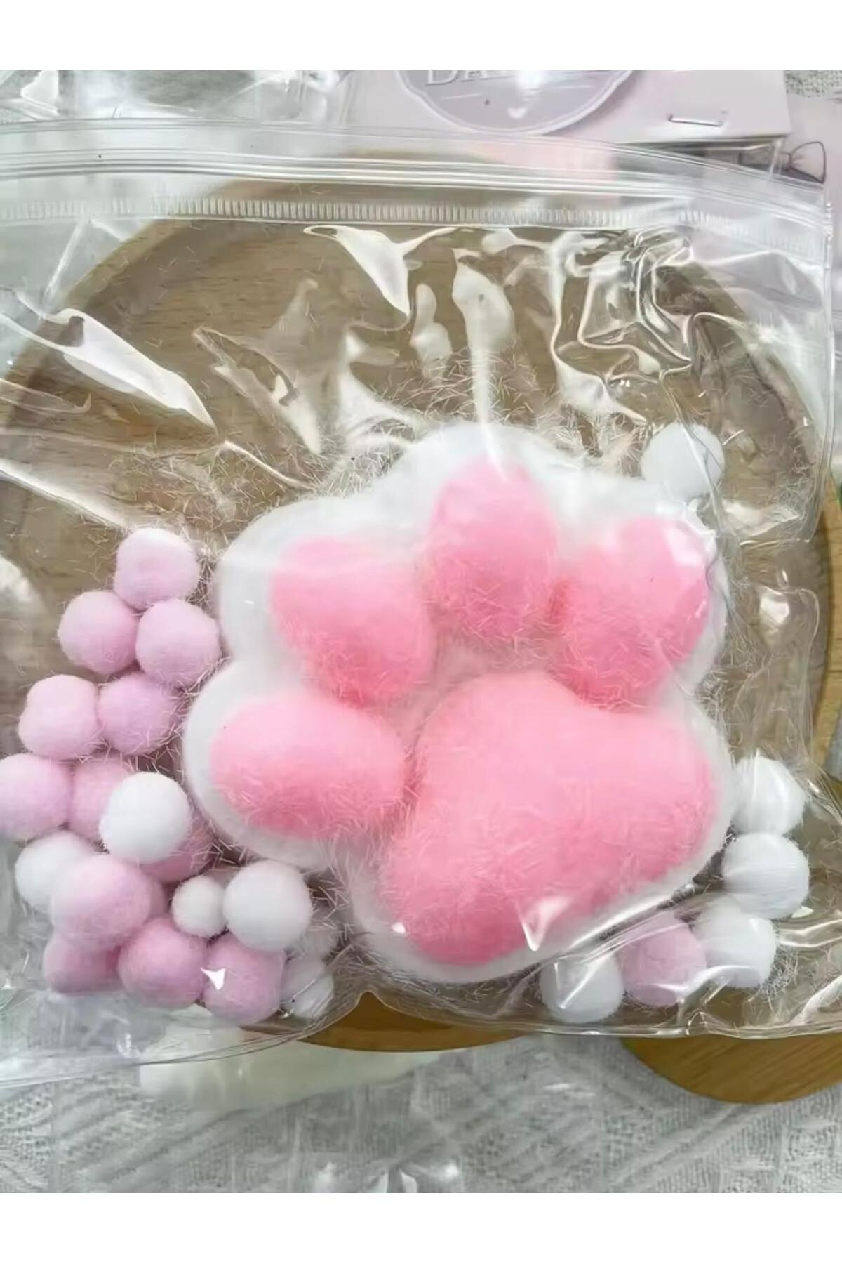 QUEVİLİY 10 CM Kedi Patisi-taba Sukuşi - Squishy Pati- Tüylü Pati - Stres Oyuncak (PEMBE) - Görsel 2