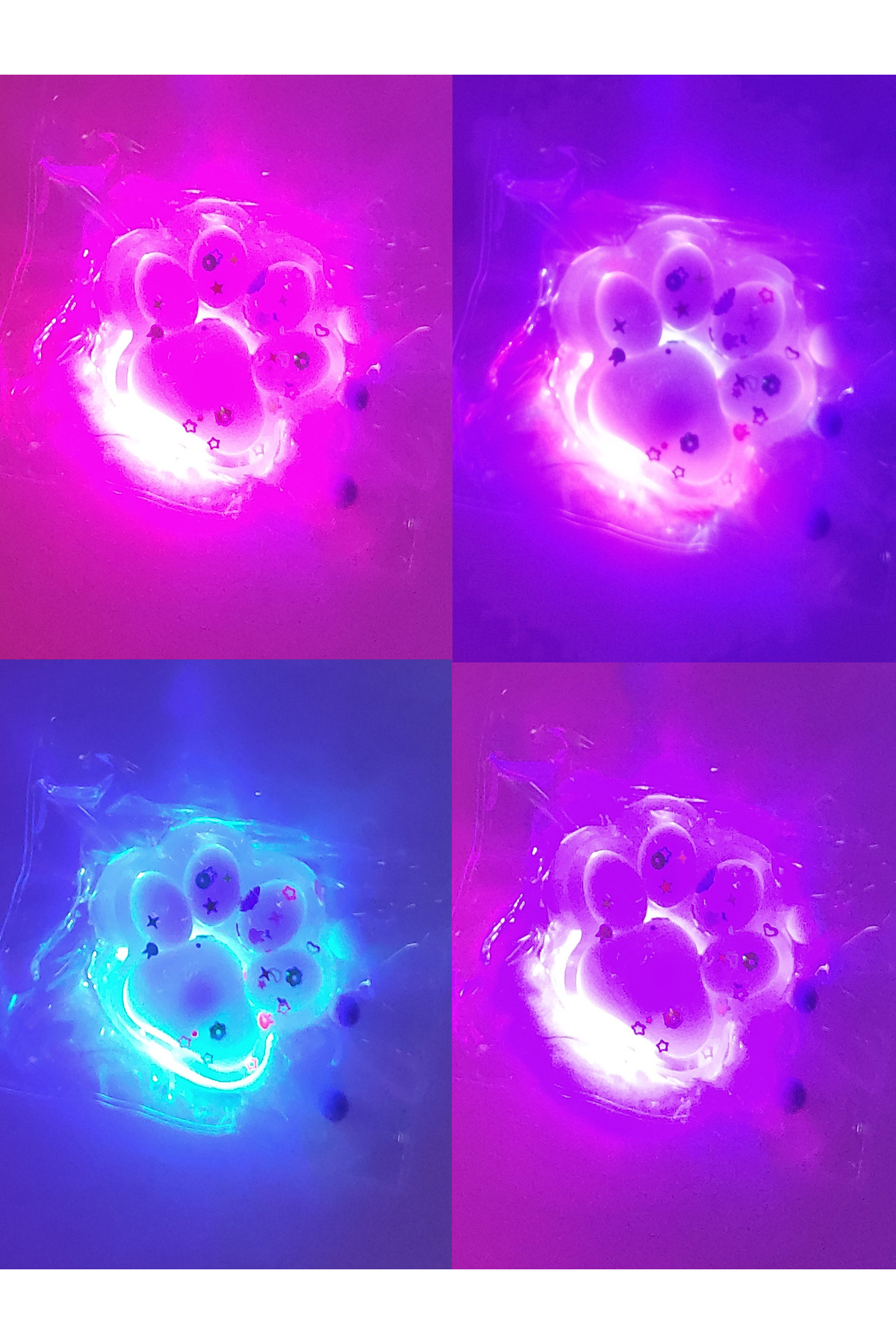 alpmodel Işıklı Şeffaf Pati Squishy Pullu Yumuşacık 6 cm Pati Sukuşi KARIŞIK RENK