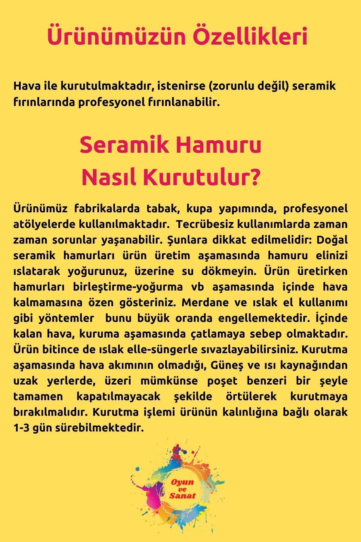 O&S Oyun ve Sanat Eğlen-Üret 4 kg Seramik Hamuru Seti, Oyun hamuru seti, Kil Çamuru ebeşuar, havayla kuruyan kil çamur seramik - Görsel 2