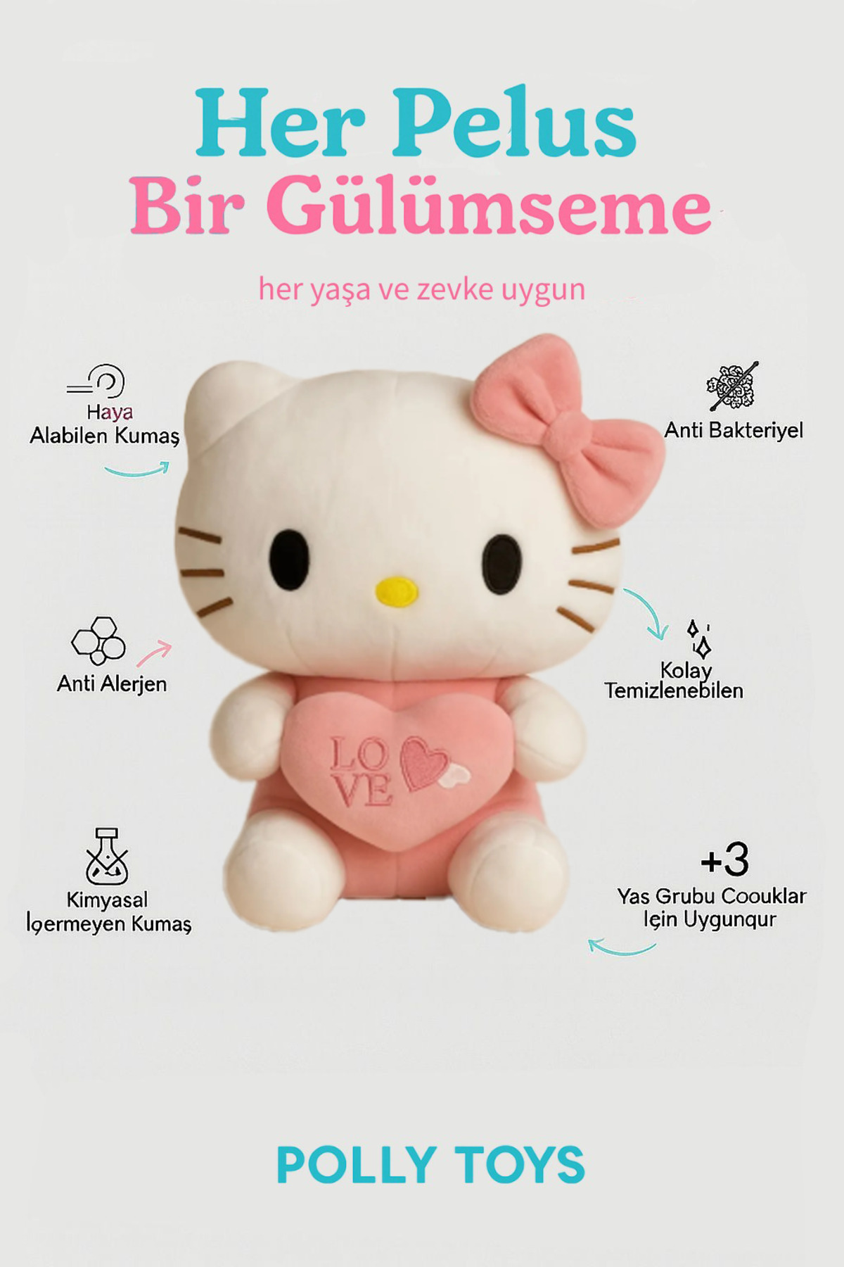 greenfor evlife Hello Kitty Peluş Oyuncak Büyük Boy Üretici Firma 🧸 - Görsel 2