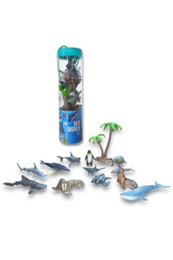 Brother Toys Tüpte 13 Parça Okyanus Hayvanları 12 Hayvan 1 Ağaç Köpek Balığı Penguen Kaplumbağa Vatoz Balina