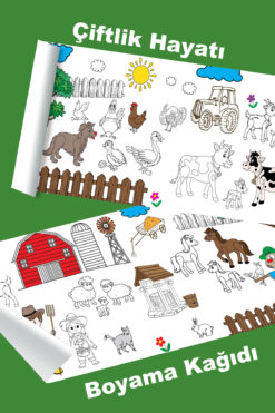 metafortoys Çiftlik Hayatı Dev Boyama Kağıdı 2.5 Metre Kağıt Aktivite Rulosu