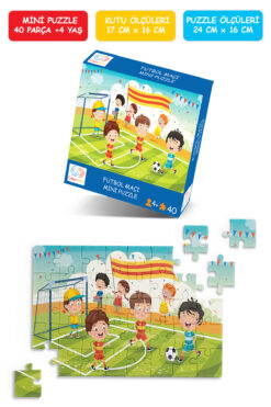 Çılgın Zeka Futbol Maçı Mini Puzzle 40 Parça 3-7 Yaş Çocuk Puzzle Yapboz