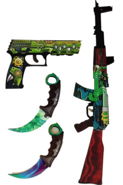 HG Home&Game Ahşap Cs - Go Ak47 Ateş Yılanı - Fire Serpent Skin Kaplama Oyuncak Set3