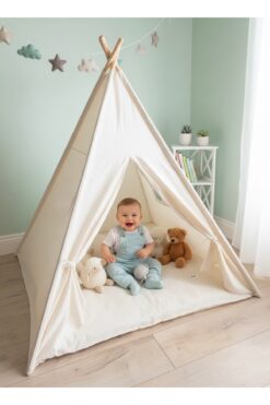 YHH Kids LumiTent Işıklı Çocuk Oyun Çadırı Kızıldereli Çadırı Oyun Evi Minder ve Yastıklı Bej