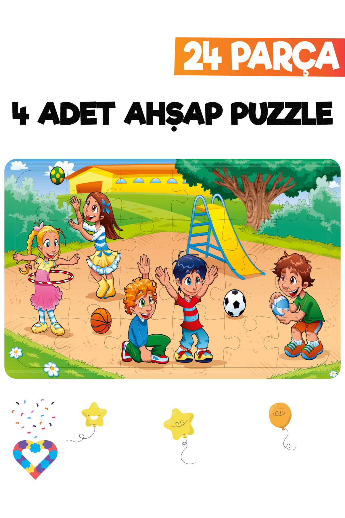 esatoys 24 Parçalı Montessori Ahşap Puzzle – 4-5 Yaş Eğitici Oyuncak - Görsel 3