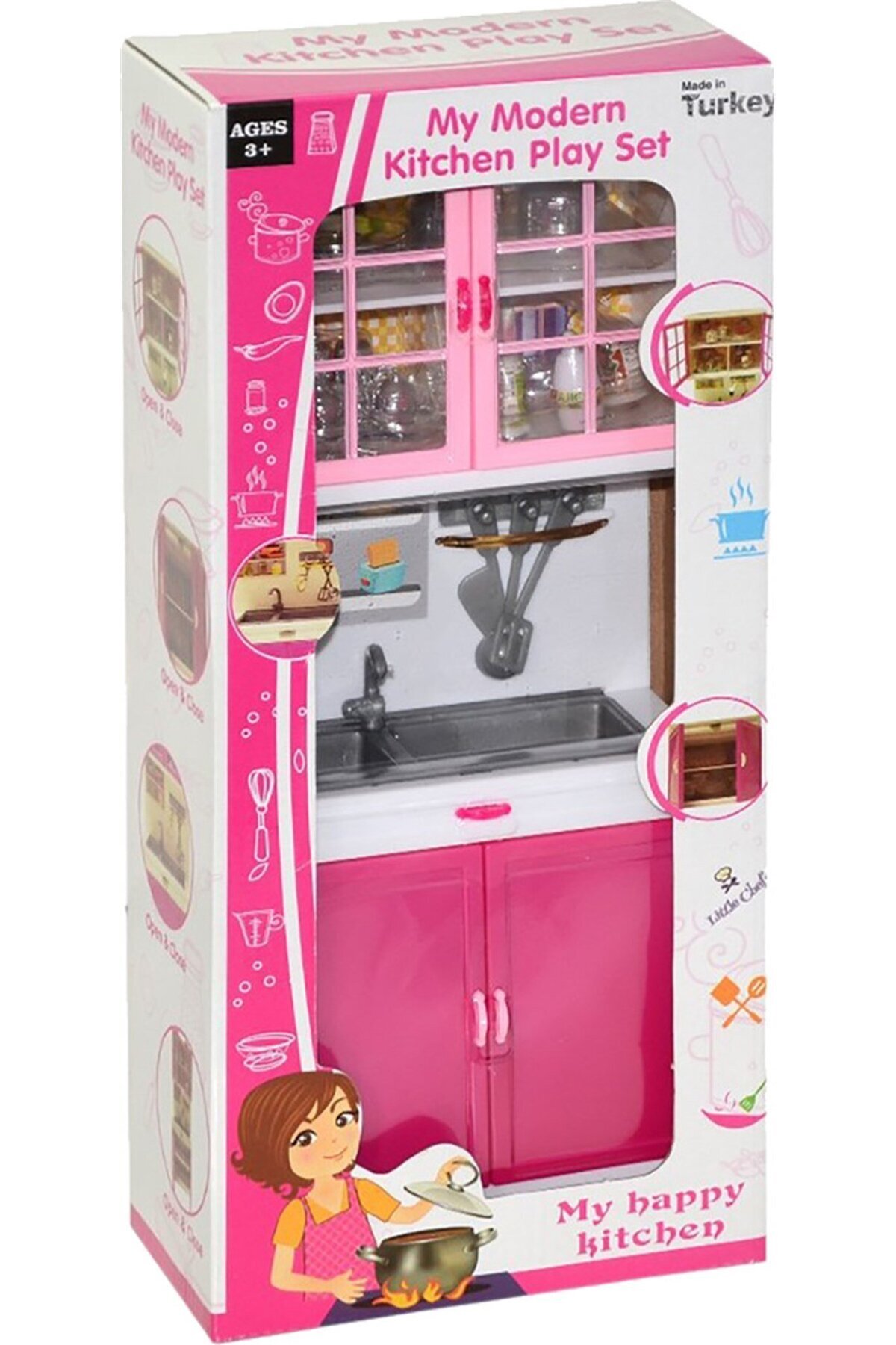 scntoys My Happy Kitchen Mutfak Tezgahı ve Dolabı Oyuncak Mutfak Seti lavabo Oyuncak Evcilik Seti - Görsel 3