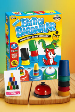 Moli Toys Eğitici Bardaklar – Zeka, Hız ve Renkli Dizme Oyunu, Zil ve Kartlı Set (6+ Yaş)