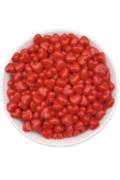 Hedef Bijuteri 10mm Kırmızı Renk Kalp Model Plastik Boncuk,takı Yapım Boncuğu (25gr,~60 Adet)