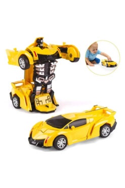 Fidan oyuncak Transformers Robot Çek Bırak Kendiliğinden Robota Dönüşen Lamborghini Araba Sarı