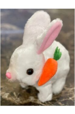 Retoys Pilli Sesli Zıp Zıp Yürüyen Havuçlu Tavşan Peluş Oyuncak 15cm