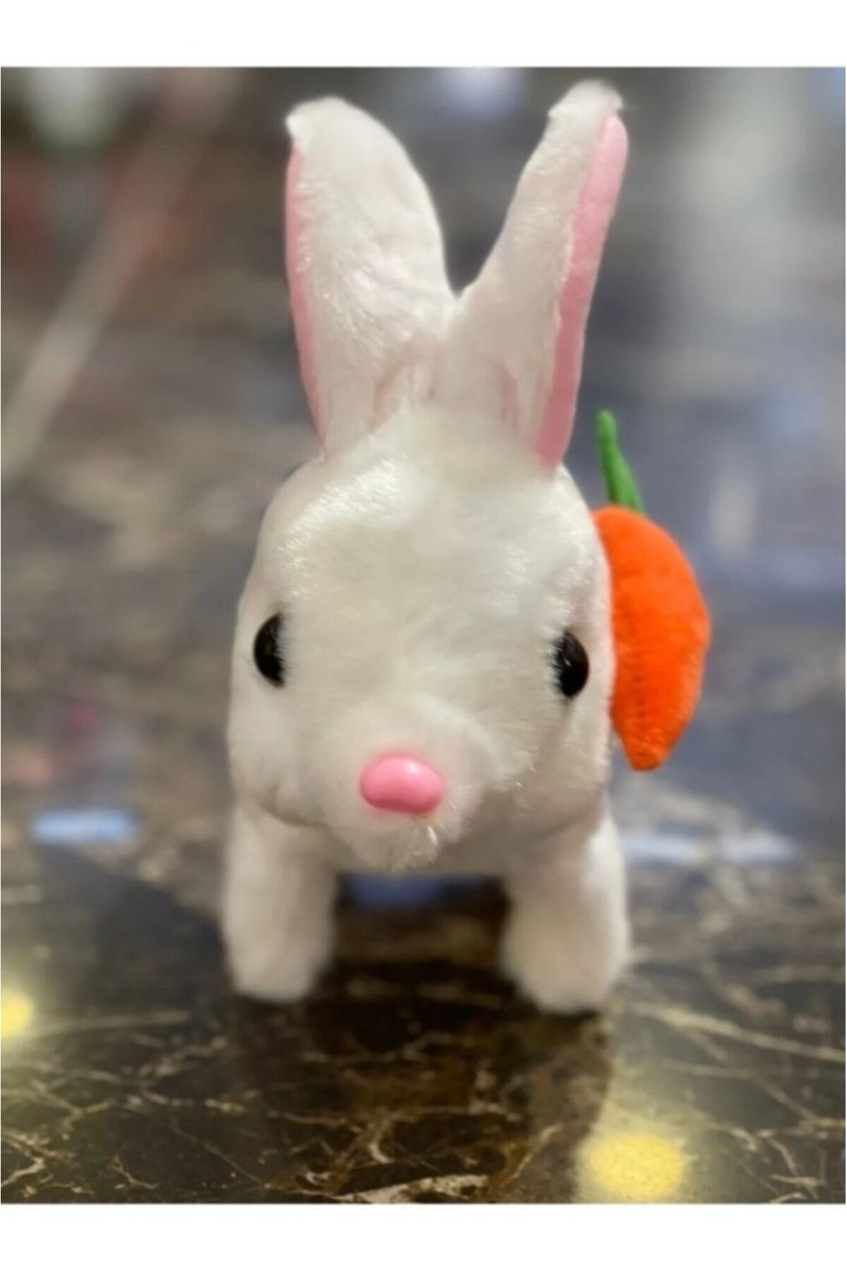 Retoys Pilli Sesli Zıp Zıp Yürüyen Havuçlu Tavşan Peluş Oyuncak 15cm - Görsel 3