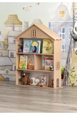 DOKTOR AHŞAP Montessori Barbi Evi Kitaplık Raf Oyun Evi