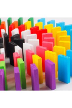 Genel Markalar Ahşap Domino 100 Parça Renkli Taş Büyük Boy Domino Taşı