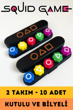 lina hobby Squid Game Beş Taş - 2 ADET Kutulu ve Bilyeli Model - Renkli Taş Gonggi