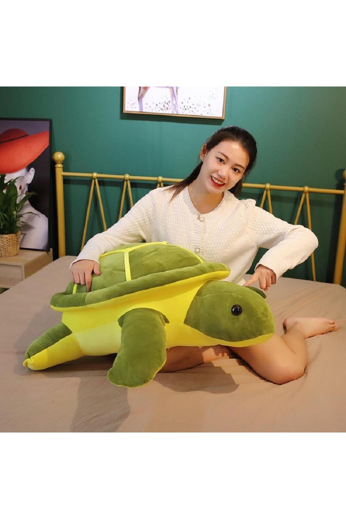 e-life shop Ithal Kumaş Caretta Caretta Deniz Kaplumbağası Peluş Oyuncak Minder Yastık Uyku Arkadaşı Jumbo Boy - Görsel 3