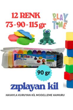 KATREMİA OZANKİL AİR CLAY ZIPLAYAN KİL Hava ile Kuruyan Modelleme Kili ( 90 GR ) 12 ADET