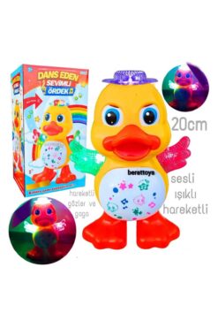 berattoys 20 cm pilli ördek dans eden ışıklı mizikli oyuncak ördek türkçe şarkılı pilli oyuncak