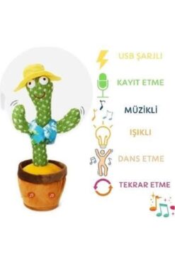 Genel Markalar Sesli Müzikli Kaktüs Oyuncak - Işıklı ve Ses Kaydı Yapabilen Eğlenceli Tasarım