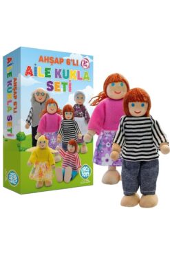 Circle Toys Ahşap Oyuncak Oyun Evi Için Minik Bebek Ailesi Aile Oyun Seti
