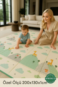 Urrenn ÖZEL Katlanabilir Çocuk Bebek Oyun Matı Oyun Aktivite Halısı - 200x130x1 cm - YENİ