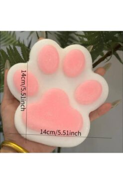 QUEVİLİY Dev Kedi Pati si Sukuşi 14 cm tüylü Squishy XL (beyaz pembe)