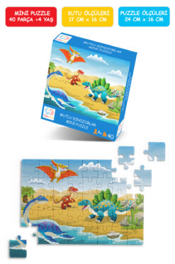 Çılgın Zeka Mutlu Dinozorlar Mini Puzzle 40 Parça 3-7 Yaş Çocuk Puzzle Yapboz