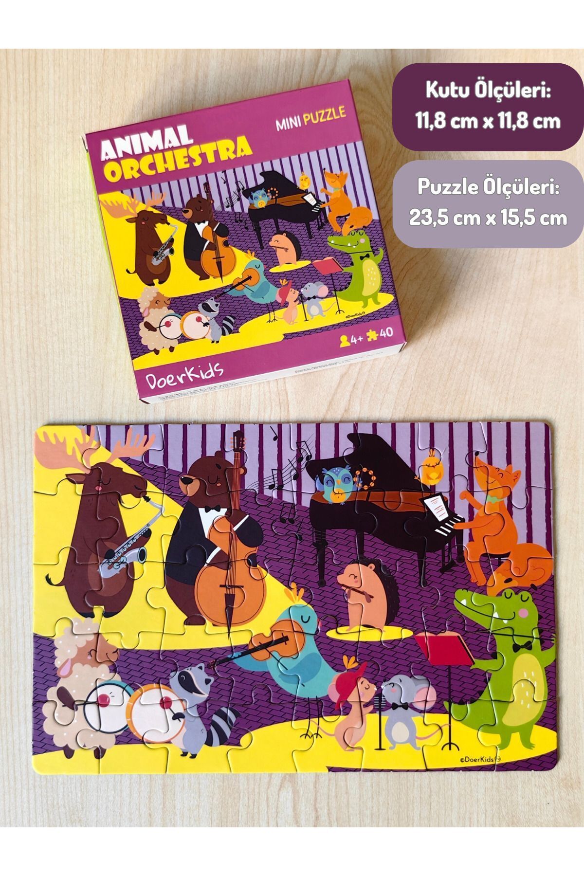 DoerKids Hayvan Orkestrası Mini Puzzle | 3-7 Yaş - 40 Parça - Görsel 3