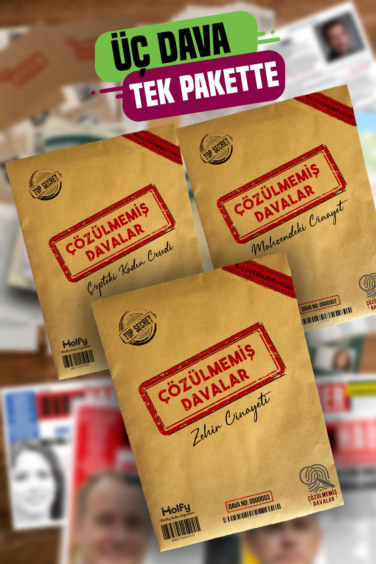 çözülmemiş davalar Süper Üçlü Dedektiflik Oyunu Katil Kim Dedektif Oyunu Cinayet Çözme Kutu Oyunu