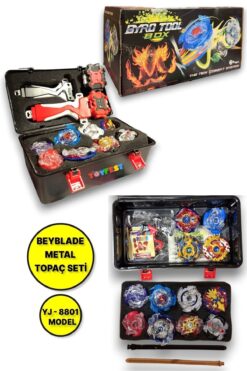 TOYFEST Beyblade Metal Assembled Gyro Tool Box YJ - 8801 - Yeni Nesil Çantalı Beyblade Metal Topaç 12 li Set