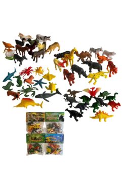 TUENGİ STORE 4'lü Mini Hayvan Seti 48 Parça Dinozorlar, Vahşi Hayvanlar, Deniz Hayvanları, Çiftlik Hayvanları