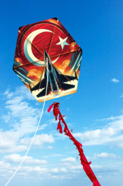 hak-iş oyuncak Türk Bayrağı & F16 Desenli Kolay Kurulum Altıgen Çıtalı Uçurtma