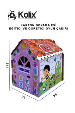 KOLİX Büyük Boy Xxl Karton Boyama Evi Eğitici Ve Öğretici Oyun Evi Oyun Çadırı