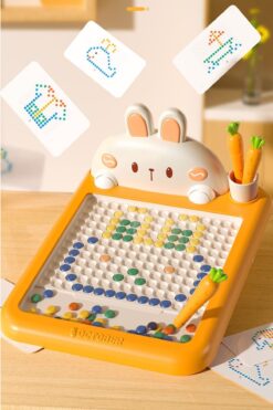 TİNEKE HOME Manyetik Kodlama Oyuncağı Çizim Tahtasında Boncuk Havuç Kalem Montessori Erken eğitim Tableti Tavşan