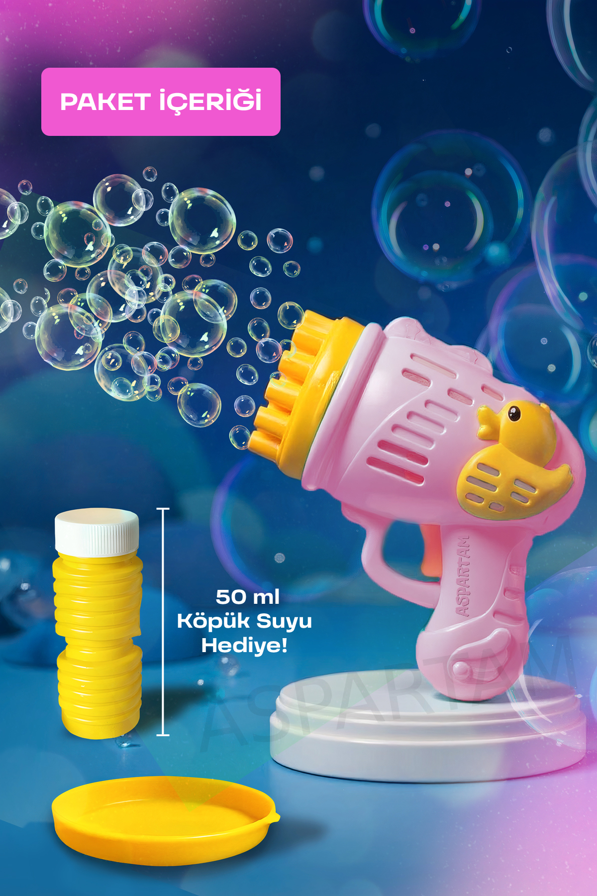 ASPARTAM Çok Delikli Pilli Köpük Atan Baloncuk Çıkaran Tabanca Oyuncağı - Görsel 2