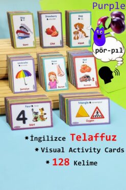 Schmülzer Türkçe Ingilizce Telaffuz - Visual Activity Cards Eğitim Kartları- 128 Kelime (1-10 YAŞ)