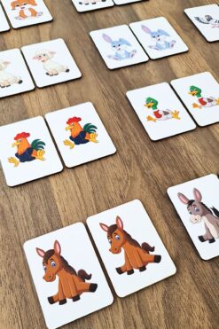 metafortoys Ahşap Sevimli Çiftlik Hayvanları Zeka Kartları Eşleştirme Oyunu Okul Öncesi Eğitim Materyali