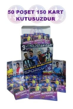 NEWBRENDHOME Sporcu Kart Premium Futbolcu Kartları 3'lü Hologram Kart 50 Poşet 150 Kart Kutusuz