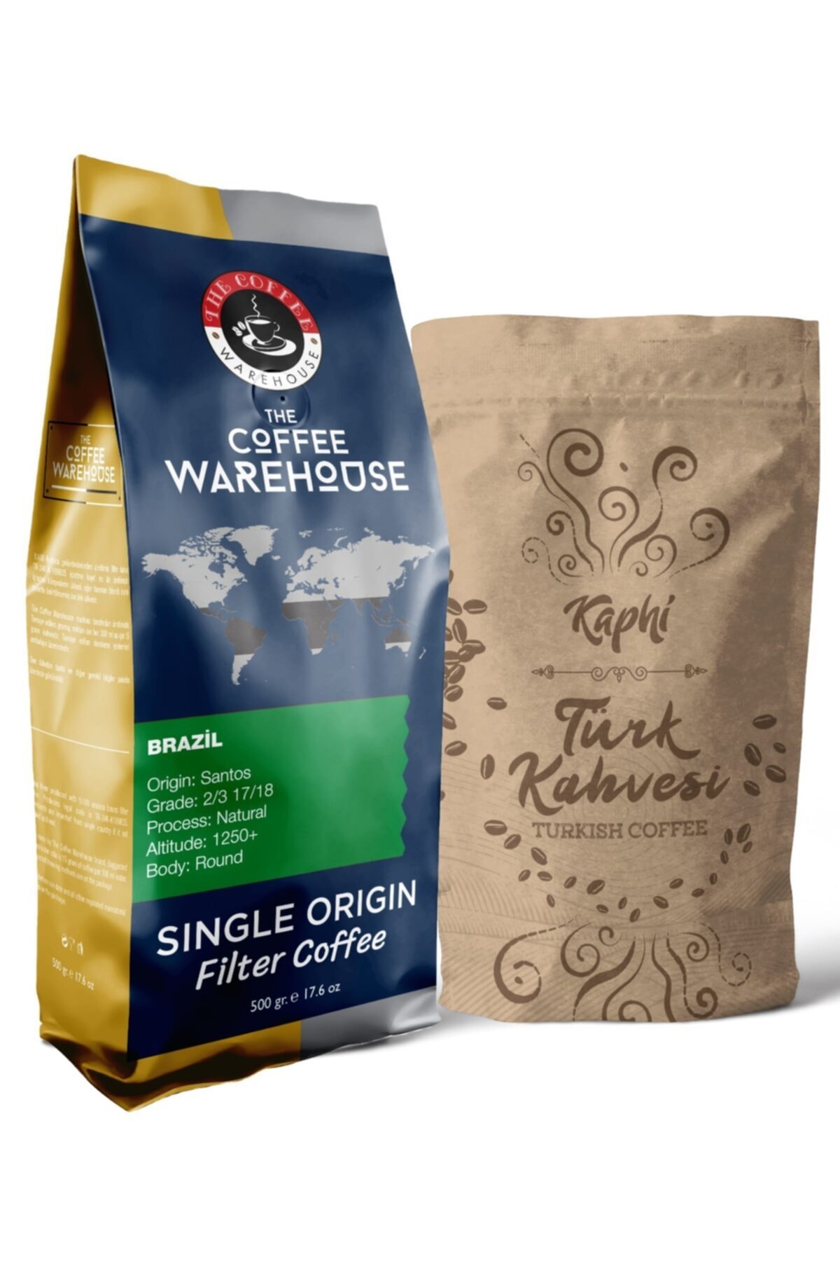 The Coffee Warehouse Kaphi Nitelikli Türk Kahvesi 500 gr Brezilya Filtre Kahve 500 gr (2X500G)