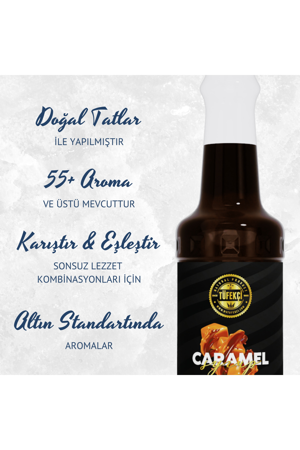 By Tüfekçi Tuzlu Karamel (Salted Caramel) Kokteyl, Kahve Ve Pasta Şurubu 750 ml – Gerçek Şeker - Görsel 2