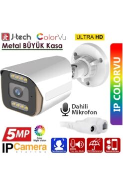 jetucuzal J-TECH JT-9060 5MP SESLİ IP Bullet PoE 3.6MM Network Kamera Gece-Gündüz Renkli Görüntü