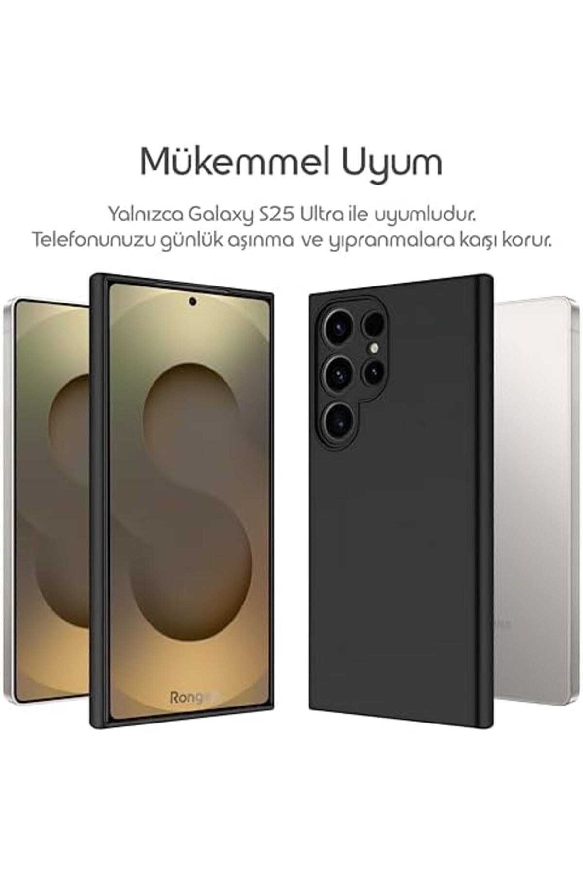 STOREMAX S25 Ultra için Kamera Yükseltili İç Yüzeyi Mikrofiber Astarlı Silikon Kılıf 360° Full Kasa Koruma Sa - Görsel 2