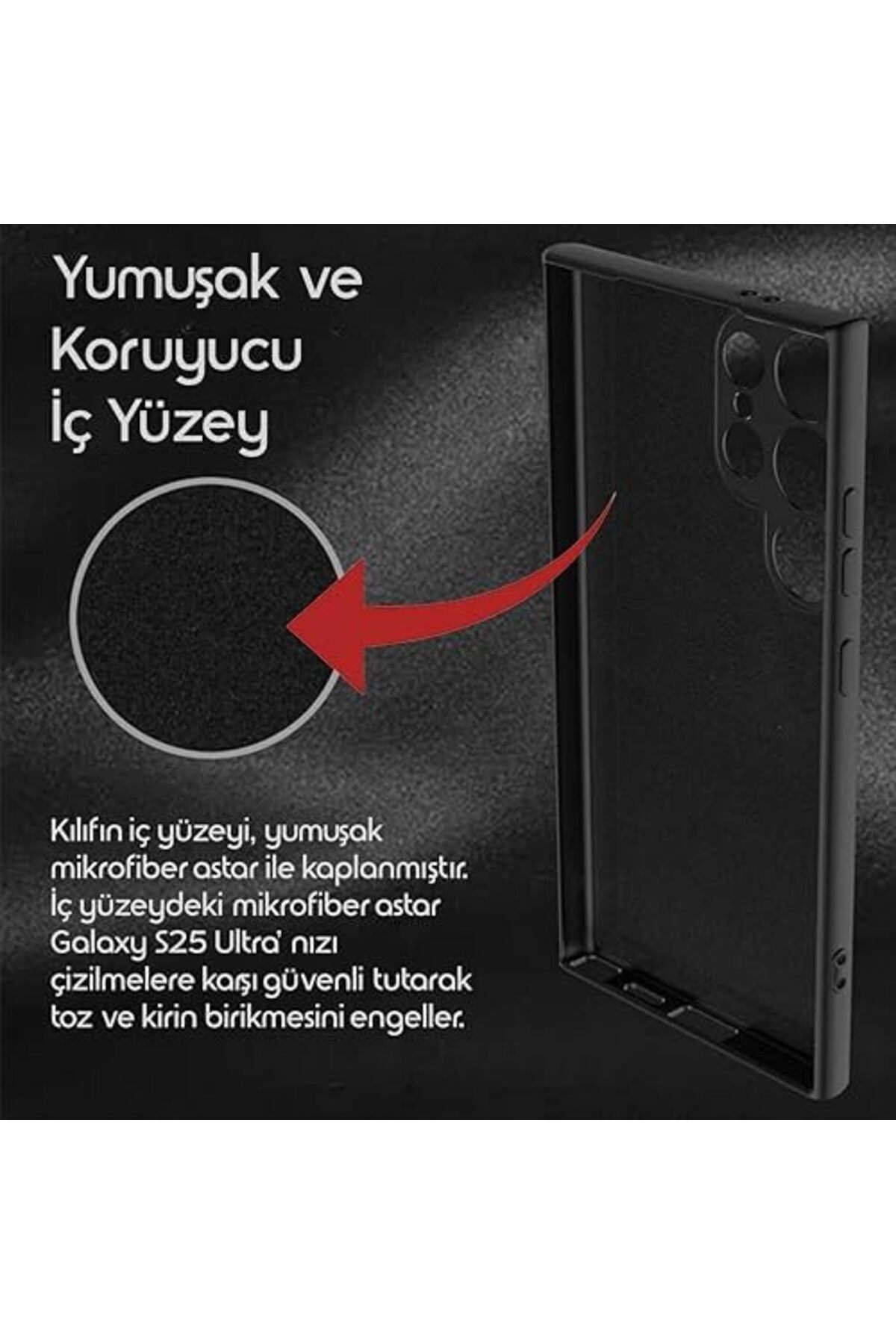 STOREMAX S25 Ultra için Kamera Yükseltili İç Yüzeyi Mikrofiber Astarlı Silikon Kılıf 360° Full Kasa Koruma Sa - Görsel 3