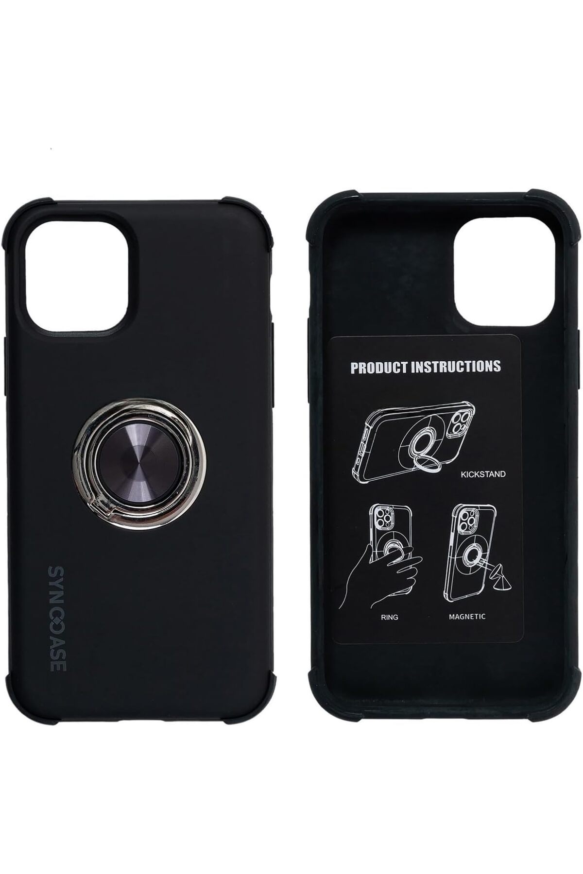 STOREMAX 12 Pro Max Kılıf Siyah – Darbeye Dayanıklı, 360° Koruma, Çelik Halka Tutuculu Kılıf 1053513