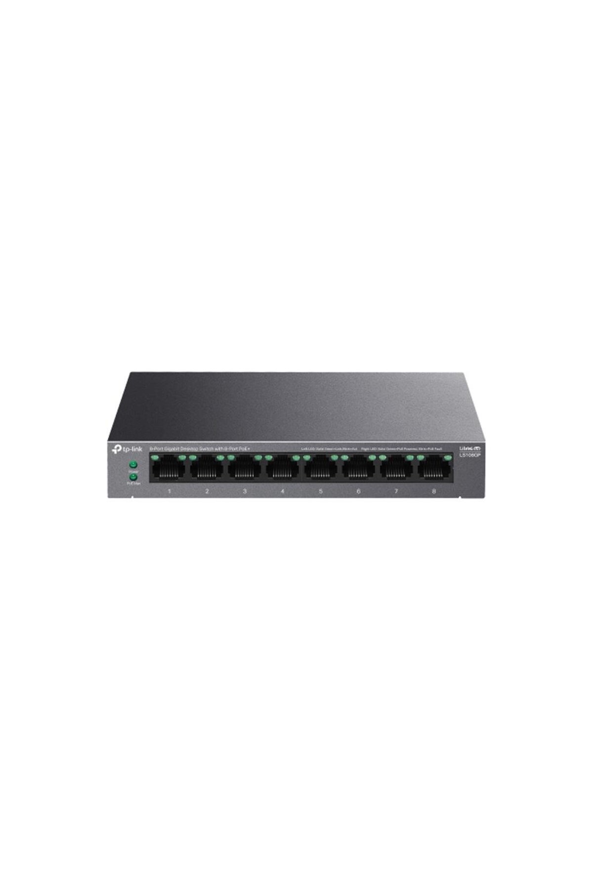 Prope TP-LINK LS108GP, Green Tech, 8 Port GigaBit, PoE 62W, Yönetilemez, Metal Kasalı Switch