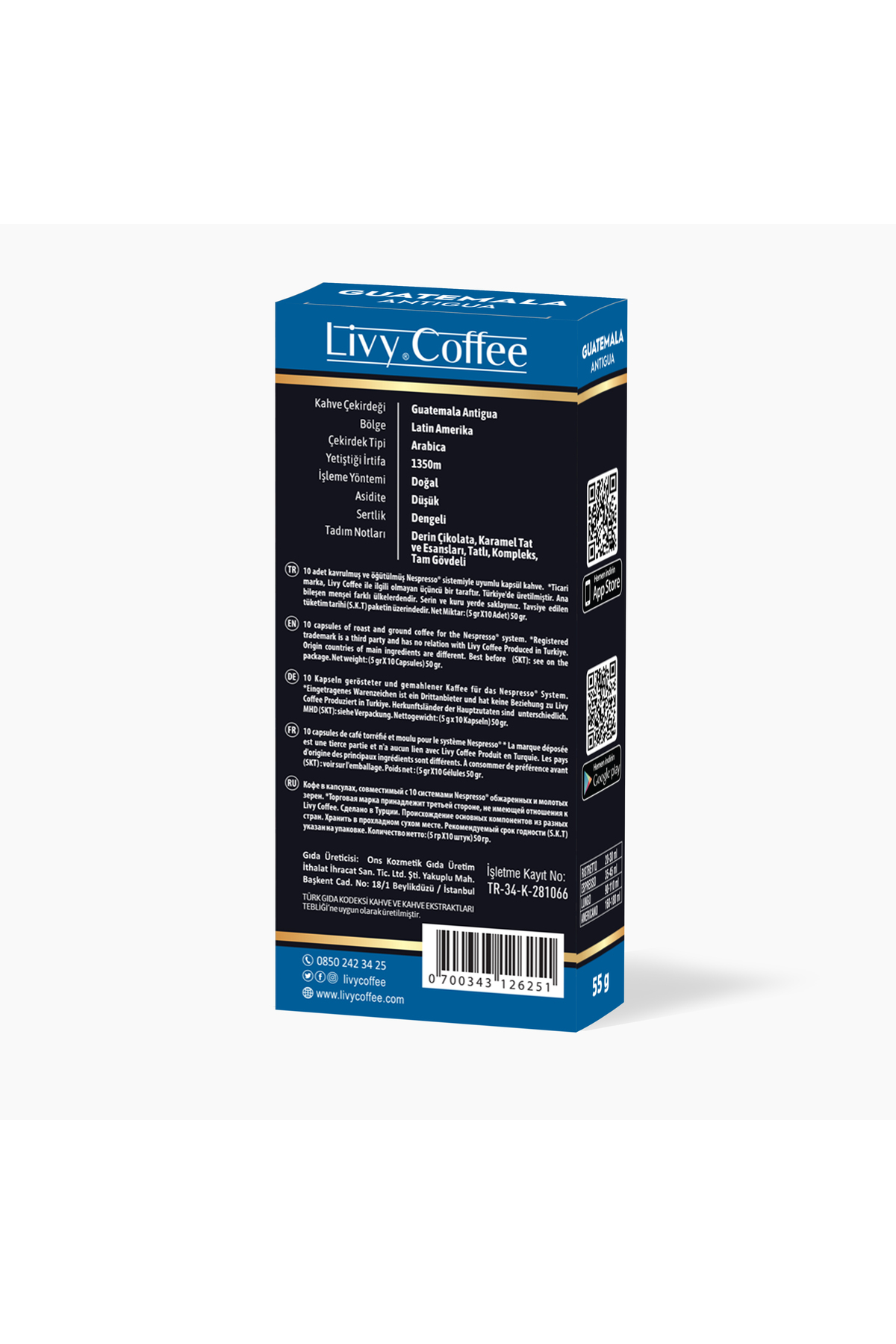 Livy Coffee Alüminyum Nespresso® Uyumlu Kapsül Kahve Guatemala 10 Kapsül - Görsel 2