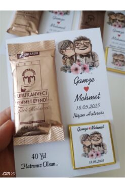 hediyegelse FARKLI AVM Düğün, Söz, Nişan, Kına, Nikah Şekeri Hediye Hatıra Kahve Çikolata Seti (5 Adet)